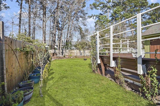 view of yard featuring a fenced backyard