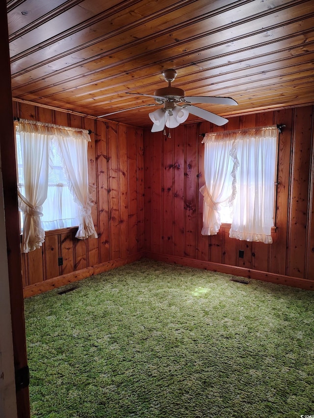 1375 Kenny Jordan Rd, Tabor City, NC 28463 - unfurnished room with carpet, wood ceiling, and wood walls