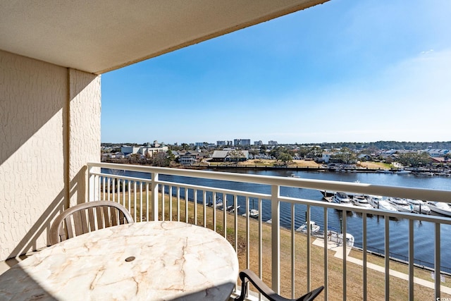 balcony with a water view