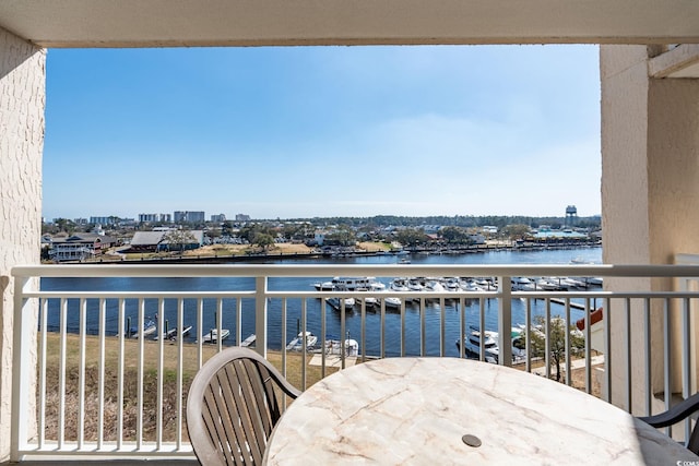 balcony with a water view