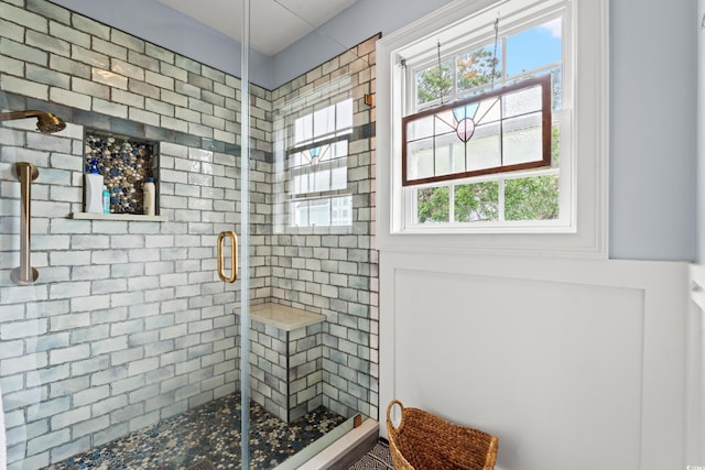 bathroom featuring a shower stall