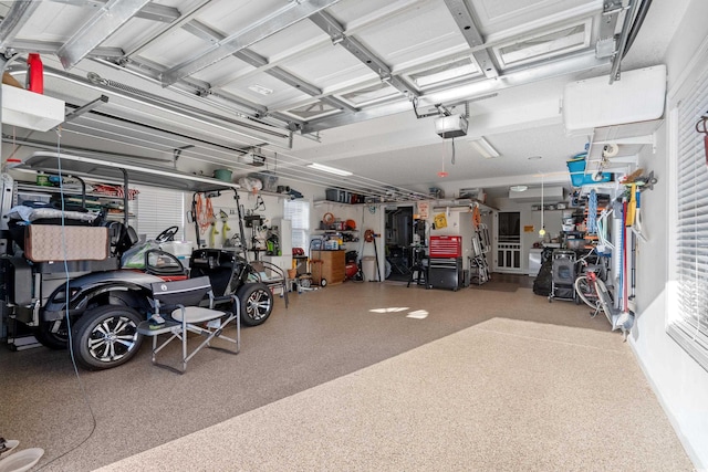 garage with a garage door opener