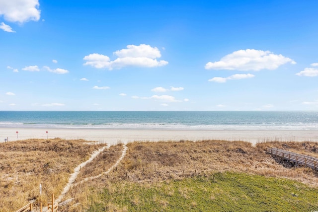 view of water feature featuring a view of the beach