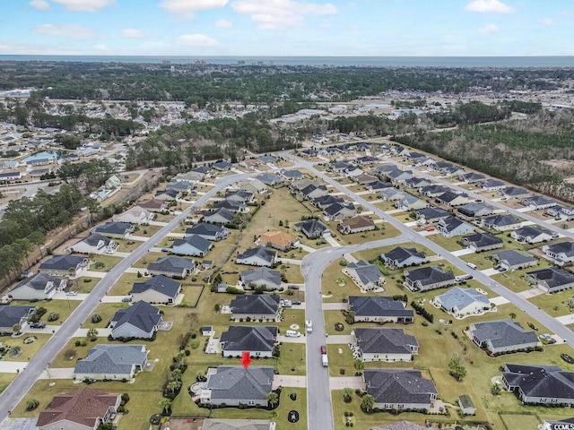 bird's eye view with a residential view