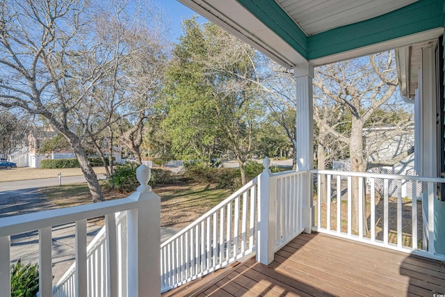 wooden deck with covered porch