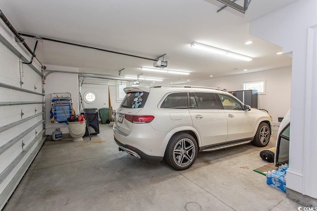 garage with a garage door opener