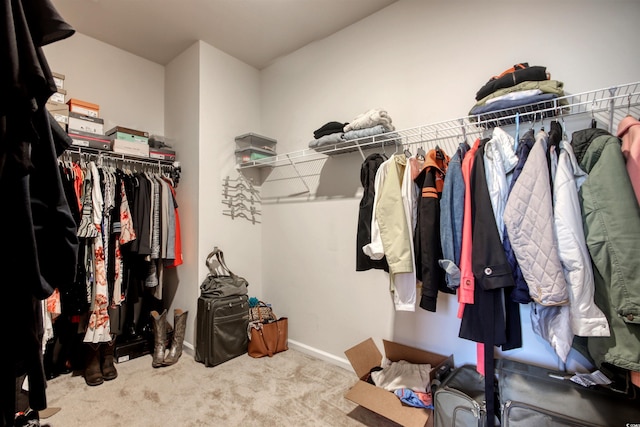 walk in closet featuring carpet