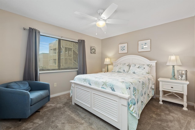 9661 Shore Dr Unit A-21, Myrtle Beach, SC 29572 - bedroom featuring carpet floors, baseboards, and ceiling fan