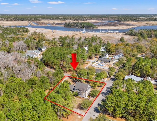 1539 Old Town Ave, Georgetown, SC 29440 - aerial overview of property's location with property parcel outlined and a nearby body of water