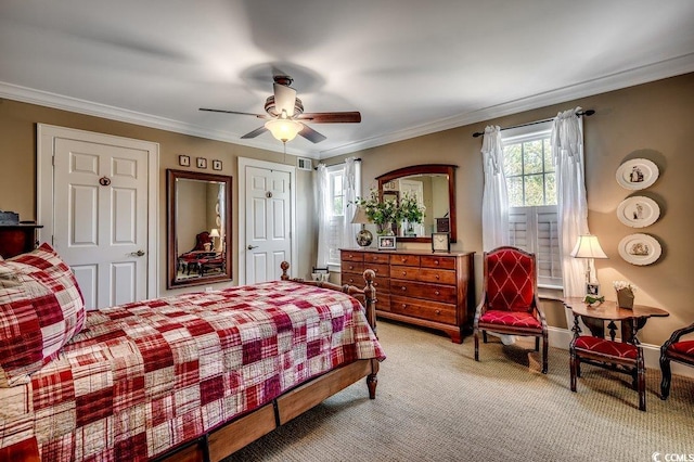 1539 Old Town Ave, Georgetown, SC 29440 - carpeted bedroom featuring ornamental molding and ceiling fan