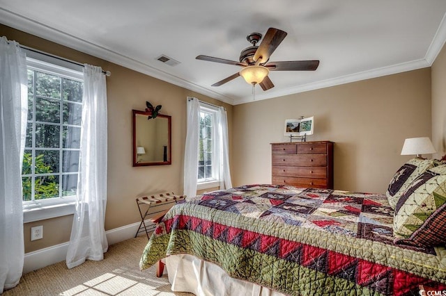 1539 Old Town Ave, Georgetown, SC 29440 - carpeted bedroom with ornamental molding and ceiling fan