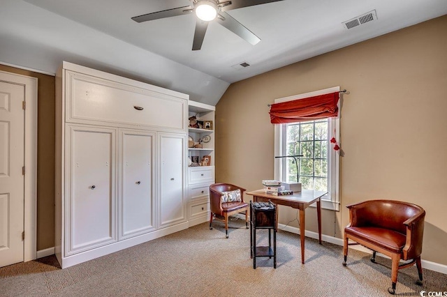 1539 Old Town Ave, Georgetown, SC 29440 - office featuring ceiling fan, light colored carpet, and vaulted ceiling