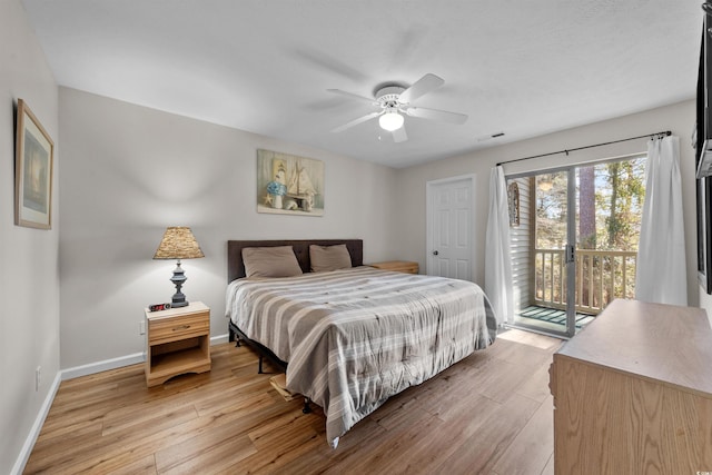 270 Pinehurst Ln Unit 9G, Pawleys Island, SC 29585 - bedroom with access to outside, light wood-type flooring, baseboards, and a ceiling fan