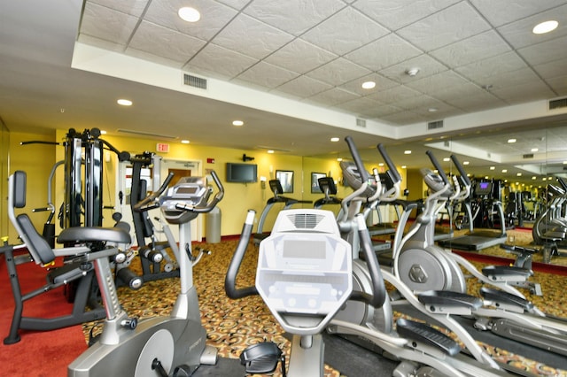 2007 S Ocean Blvd Unit 1106, Myrtle Beach, SC 29577 - exercise room with recessed lighting and a drop ceiling