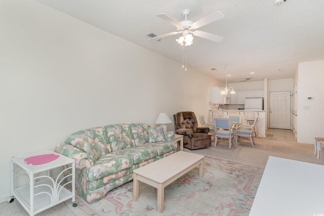 242 Sun Colony Blvd Unit 203, Longs, SC 29568 - living room with light colored carpet, baseboards, and a ceiling fan