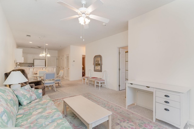 242 Sun Colony Blvd Unit 203, Longs, SC 29568 - living area featuring baseboards, visible vents, ceiling fan, and light colored carpet
