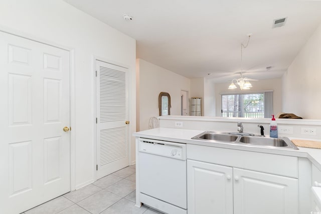 242 Sun Colony Blvd Unit 203, Longs, SC 29568 - kitchen with dishwasher, an inviting chandelier, light tile patterned flooring, a sink, and light countertops