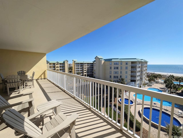 balcony with a water view