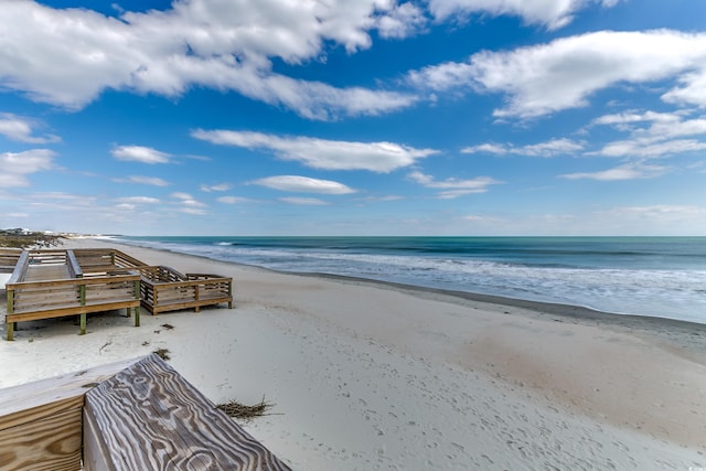 property view of water featuring a view of the beach