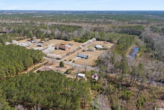 aerial view with a wooded view