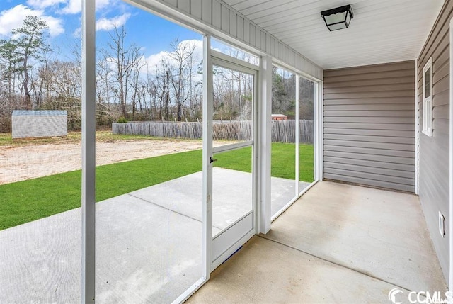 view of unfurnished sunroom