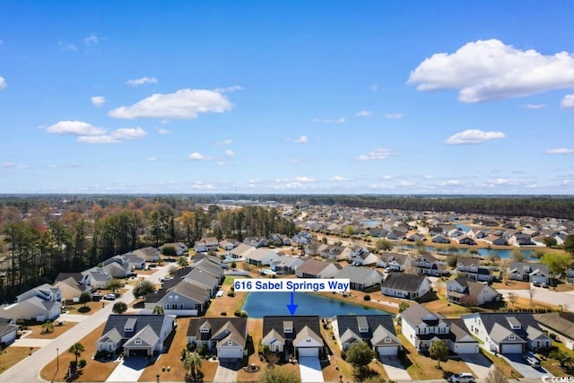 aerial view with a residential view