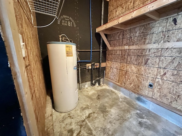 utility room with water heater