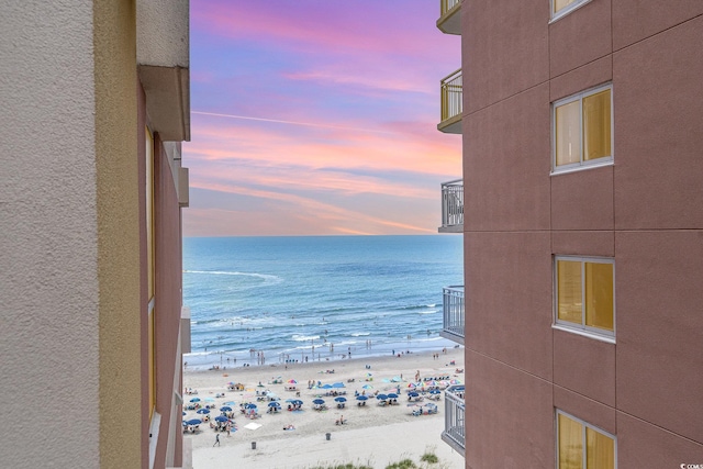 property view of water with a beach view