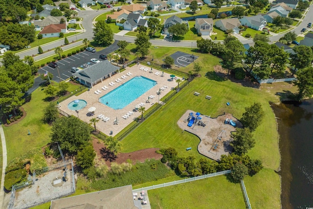 bird's eye view with a residential view