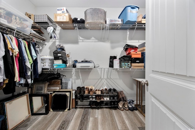 spacious closet with wood finished floors