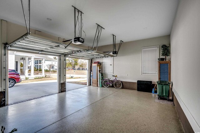 garage with a garage door opener