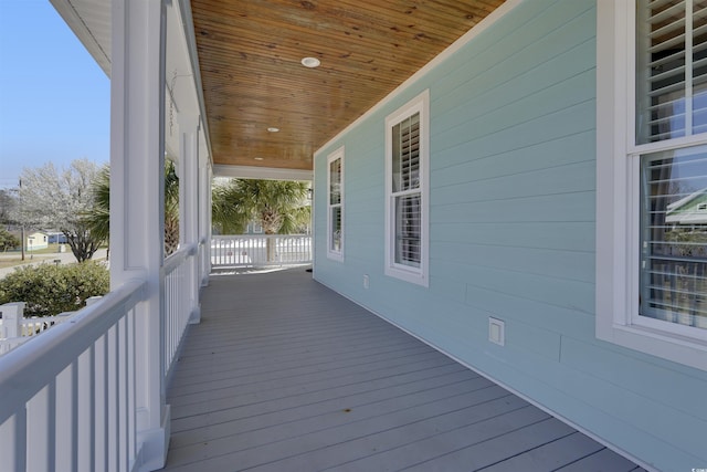 deck featuring covered porch