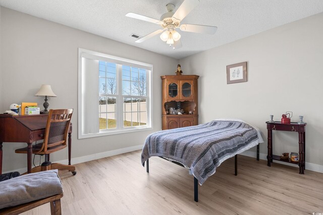 2029 Hawksmoor Dr, Conway, SC 29526 - bedroom featuring light wood finished floors, visible vents, baseboards, and ceiling fan