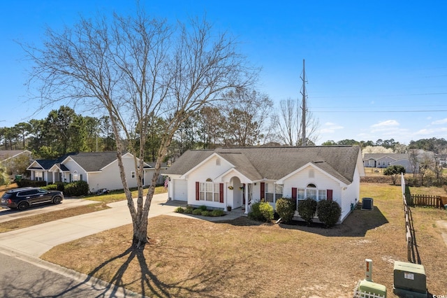 2029 Hawksmoor Dr, Conway, SC 29526 - ranch-style house featuring a residential view, driveway, fence, and a front lawn