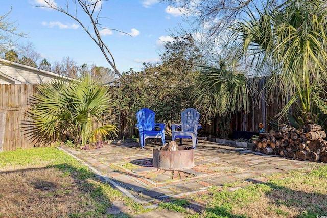 view of yard with a patio area and fence