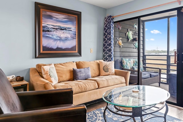 living area featuring wood finished floors