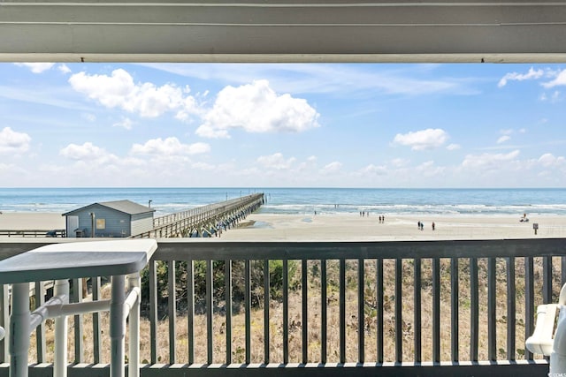 view of water feature featuring a beach view