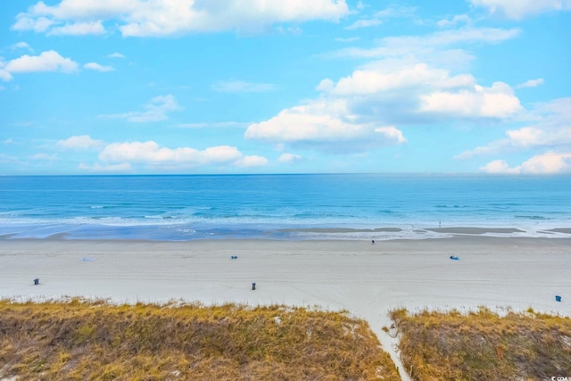 property view of water featuring a view of the beach