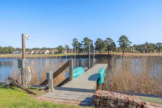 dock area featuring a water view