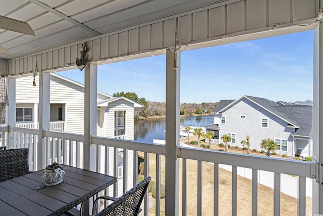 exterior space featuring a water view