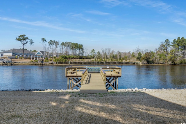 dock area featuring a water view