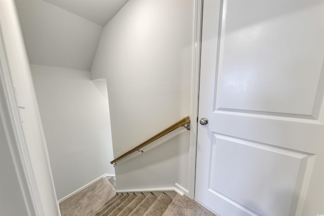 495 Wagner Cir, Conway, SC 29526 - staircase with carpet flooring and vaulted ceiling