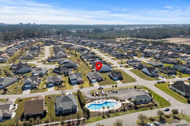 drone / aerial view featuring a residential view