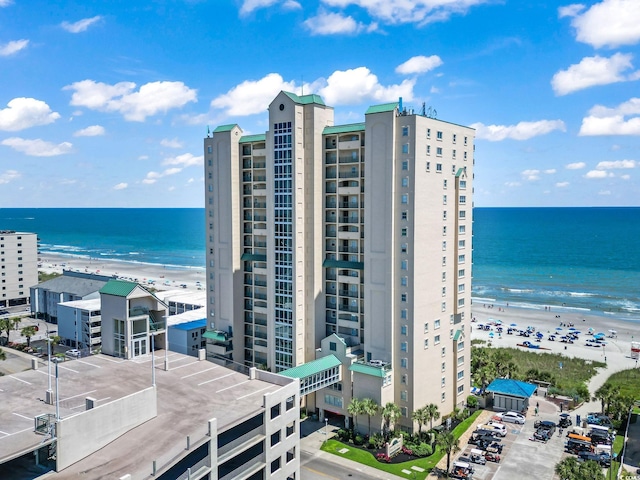 exterior space featuring a view of the beach