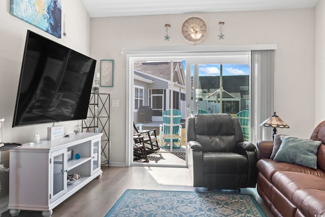 living area featuring wood finished floors