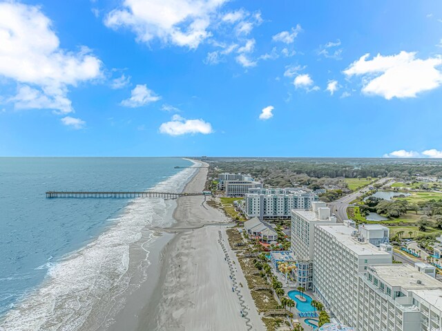 2710 S Ocean Blvd Unit 404, Myrtle Beach, SC 29577 - birds eye view of property featuring a water view and a beach view