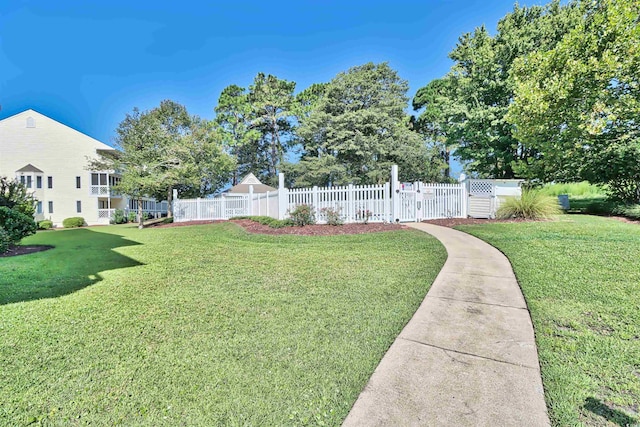 view of yard with a fenced front yard