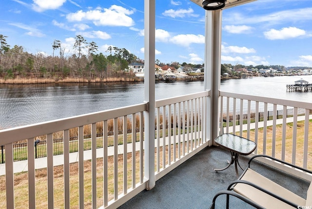 balcony with a water view