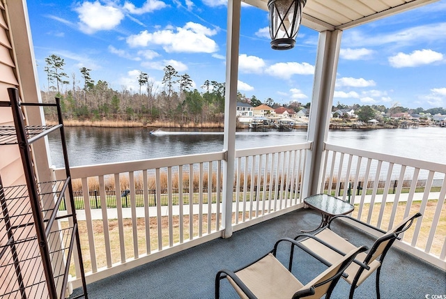 balcony with a water view