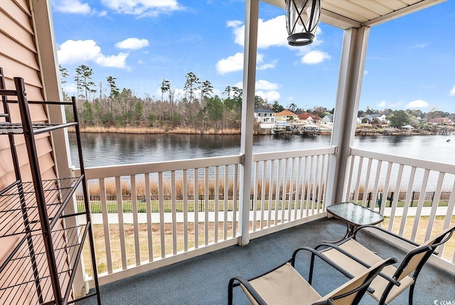 balcony with a water view